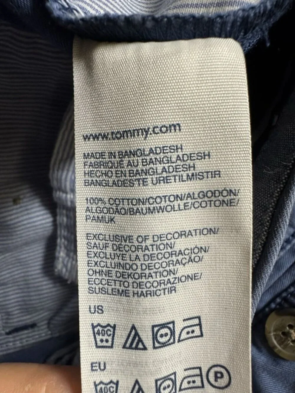 Tommy Hilfiger Custom Fit Blue Chino Pants Men’s 36x32 Straight Cotton
